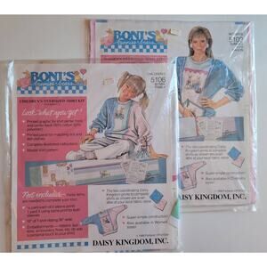 Daisy Kingdom Boni's Bunnies & Bears 2 Shirt Applique Kits #5102 #5105 Vintage